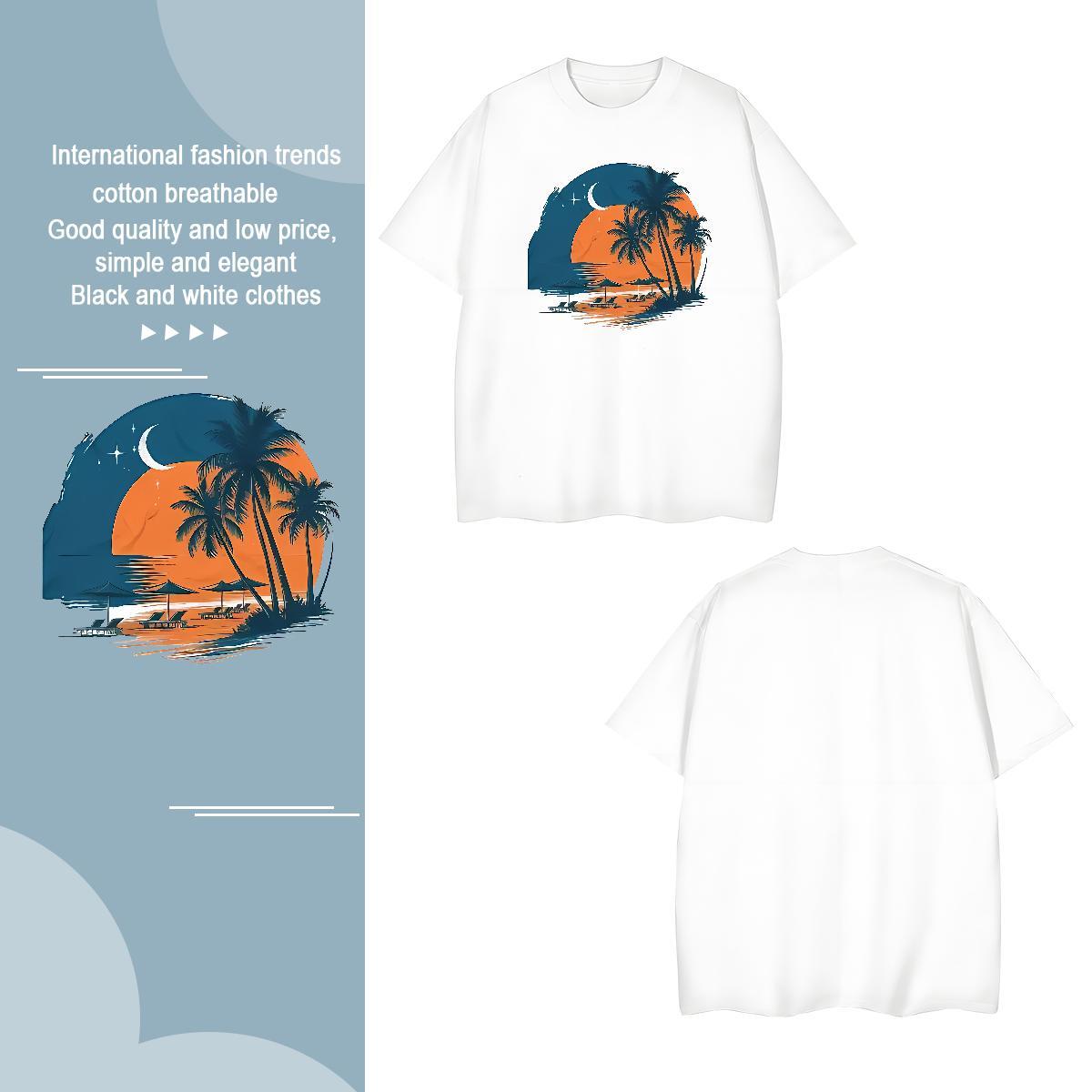 T-Shirts 230g Cotton tree Street Wear Crew Neck Breathable Black Oversized Men Clothes T-Shirt Fashion Designer Classic Tee Shirt