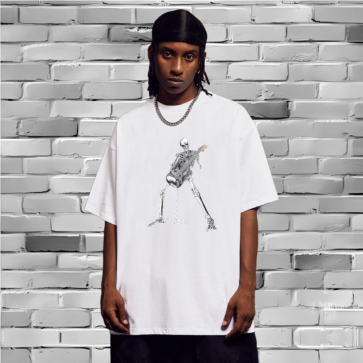 Fashion Design T shirt skull Wear 230g Cotton Hip Hop Free Shipping Anime Round Neck Short Sleeve Men Clothes T-Shirt