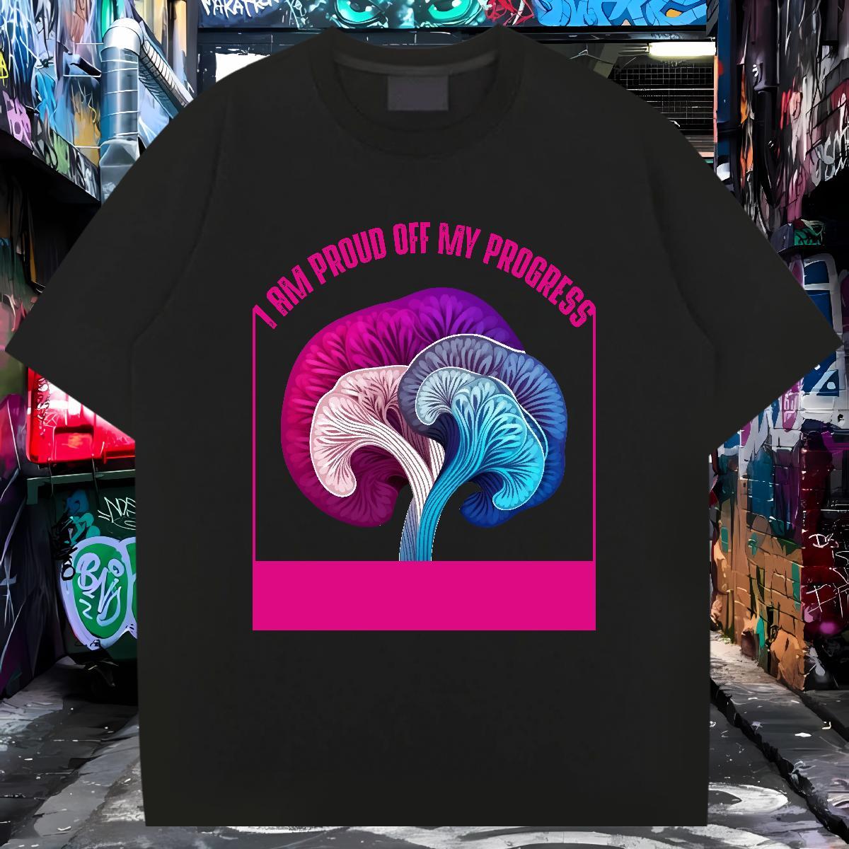 Stylist Men T Shirts 230g Pure Cotton mushroom Beach Tops Tees O Neck Short Sleeves Cool Men Clothes T-Shirt Oversized 4XL