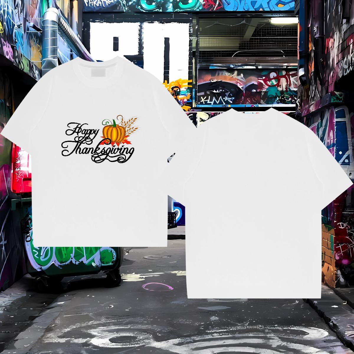 Fashion Designer T shirt 230g 100% Cotton pumpkin Street Casual Tshirts O Neck Short Sleeves Cool Men Clothes T-Shirt Custom Anime