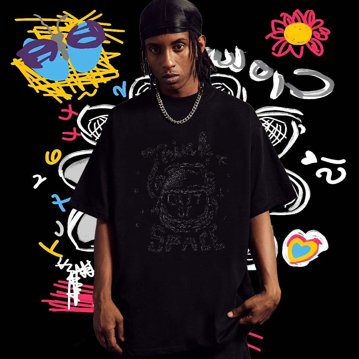 T-Shirts for Men 230g Cotton universe Casual Breathable Short Sleeve DIY Printed Mens Tshirts Free Shipping Loose Fit Tops