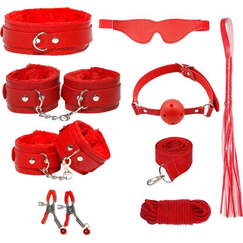 High Quality Pink Black Purple Red Comfortable Leather Material 7 Pcs BDSM Bondage Set For Couples