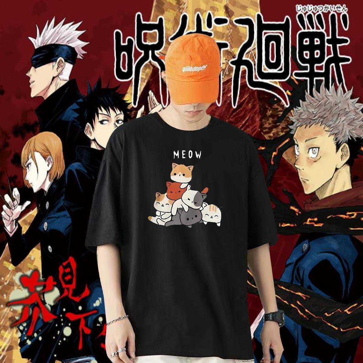 Casual New T shirt 230g Cotton cat Summer Casual Tees Shirts Breathable Soft Brand Tshirt for Man Woman Anime