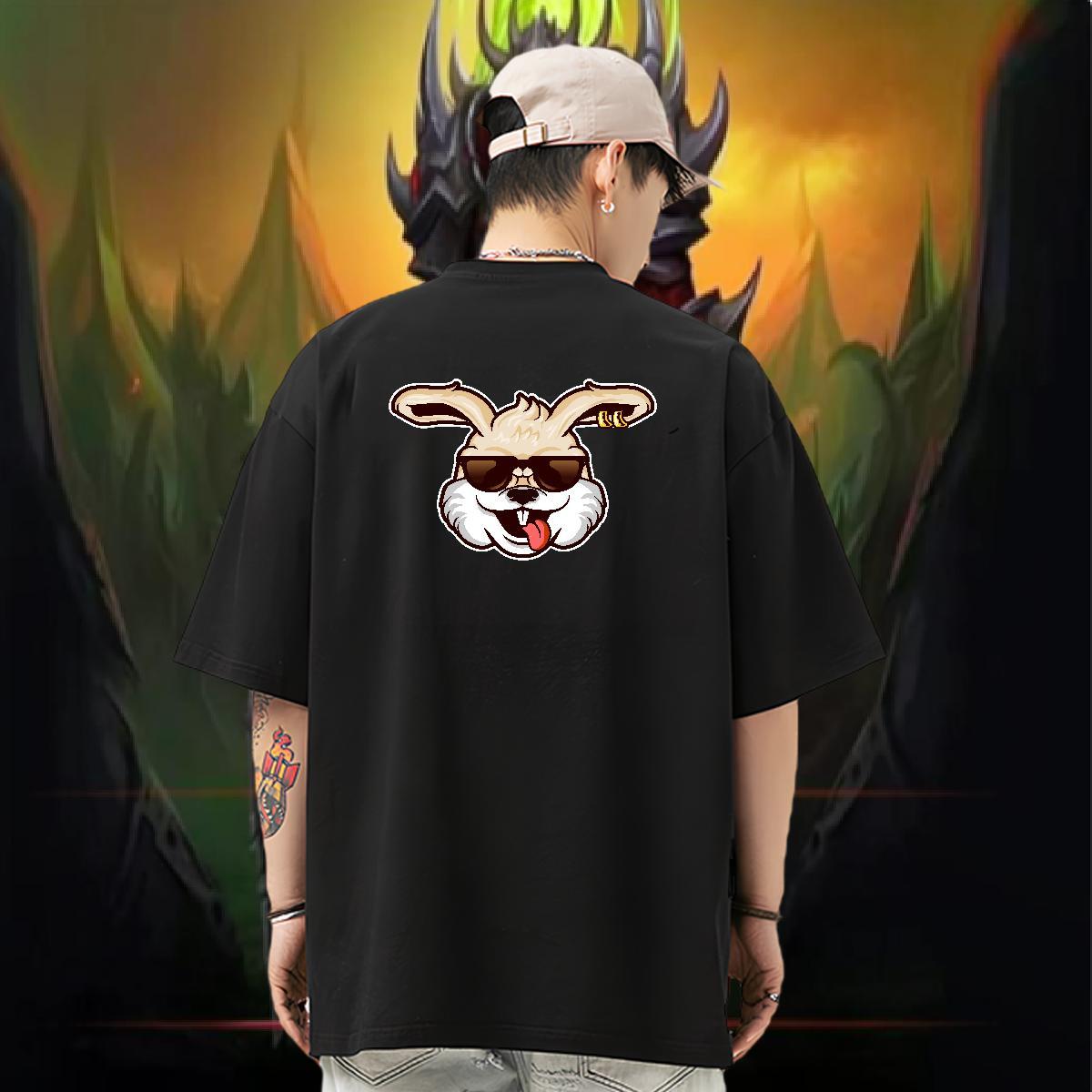 Fashion Design T-Shirts 230g 100% Cotton rabbit Casual Beach Top Tees Breathable Crew Neck Cool Design Tshirts DIY Printed