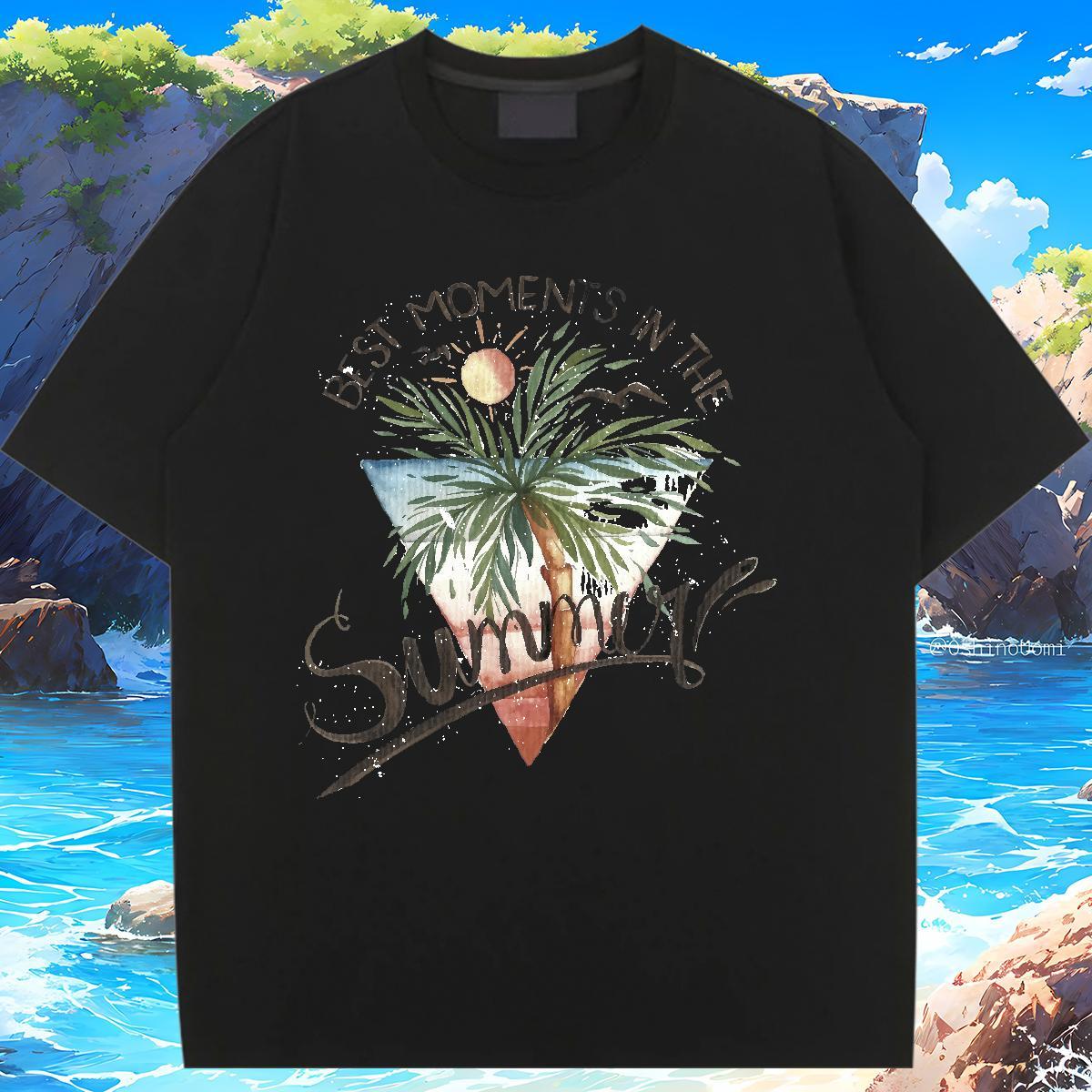 Brand T-Shirts Round Neck Short Sleeve Unisex Tshirts Anime tree Daily Wear 230g 100% Cotton Custom Clothes Shirt