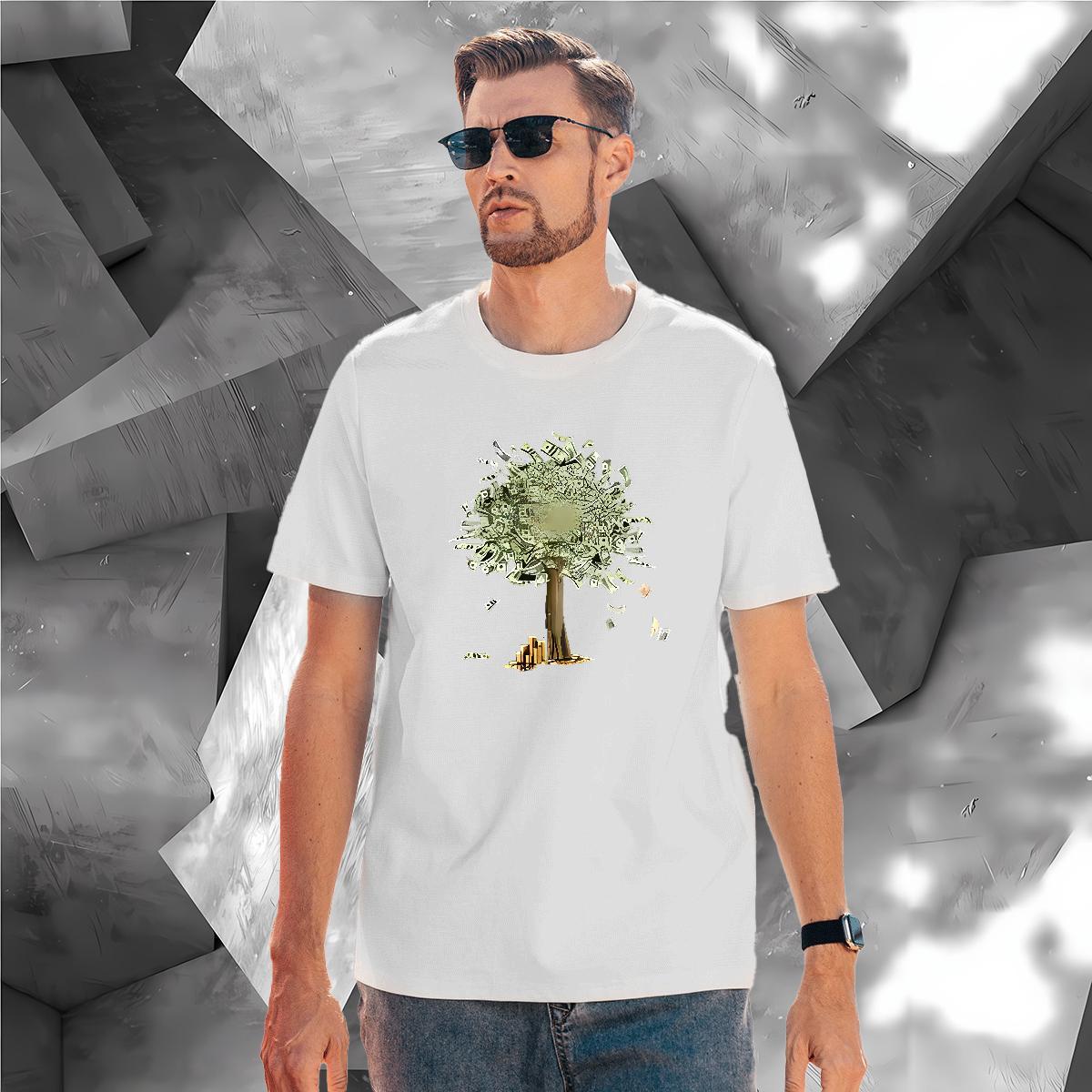 T Shirts Men 230g Cotton tree Home Outdoor Breathable Crew Neck Custom Printed Tshirts DIY Unisex Clothes