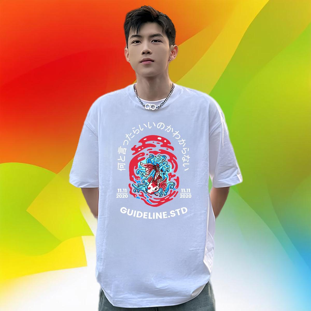 Stylist T-Shirts 230g Cotton Street wear Hip Hop Tee Shirt Crew Neck Cool Couples T Shirts DIY Printed