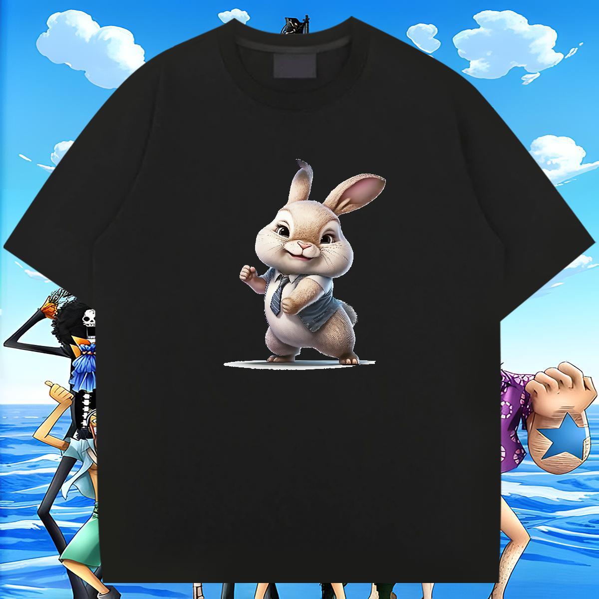 Loose Fit Men Tshirts 230g Pure Cotton Street wear Hip Hop rabbit Oversized 3XL 4XL O Neck Short Sleeves 2024 DIY T Shirts Men Tee Shirt