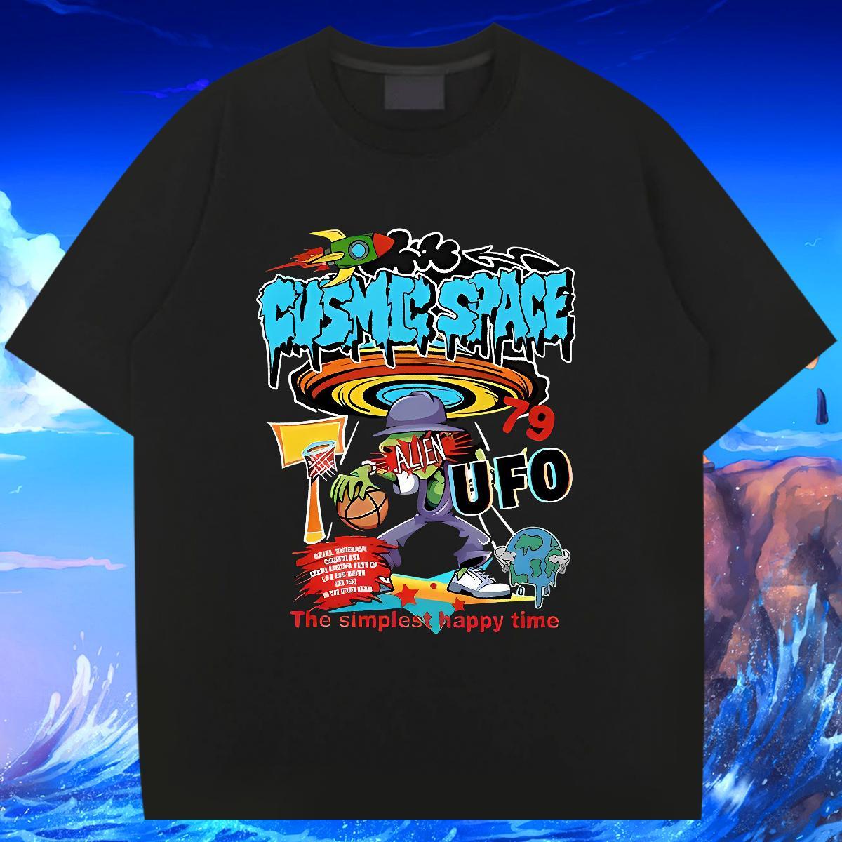 Comfortable Men Tops Tees 230g Pure Cotton Sports Casual earth Skull Breathable Free Shipping Mens T Shirts Clothes