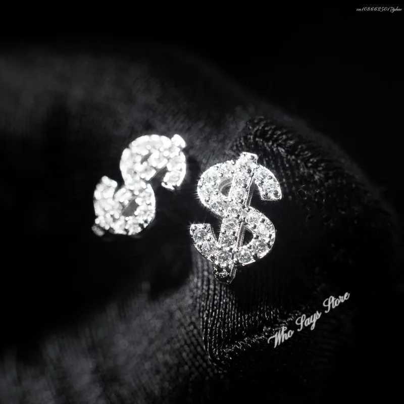 Stainless Steel Earrings Hip Hop Jewelry Stud Earrings Ice Out Zircon USD Signature Gold Plated Womens Earrings W240803