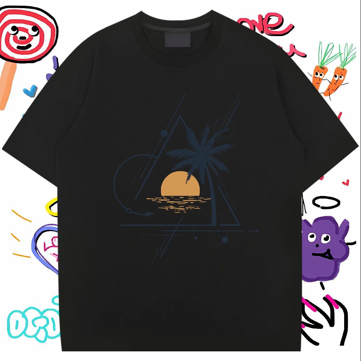 2024 Men T Shirts 230g 100% Cotton tree Daily Outfit Clothes Short Sleeve O-Neck Comfortable Men Tees Plus Size Custom