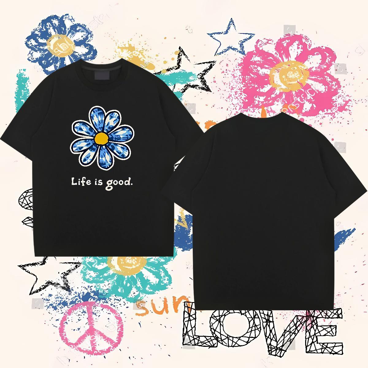 2024 Designer T shirt 230g Cotton flower Home Outdoor Top Tees Breathable Short Sleeve Loose Couples T Shirts White Plus Size