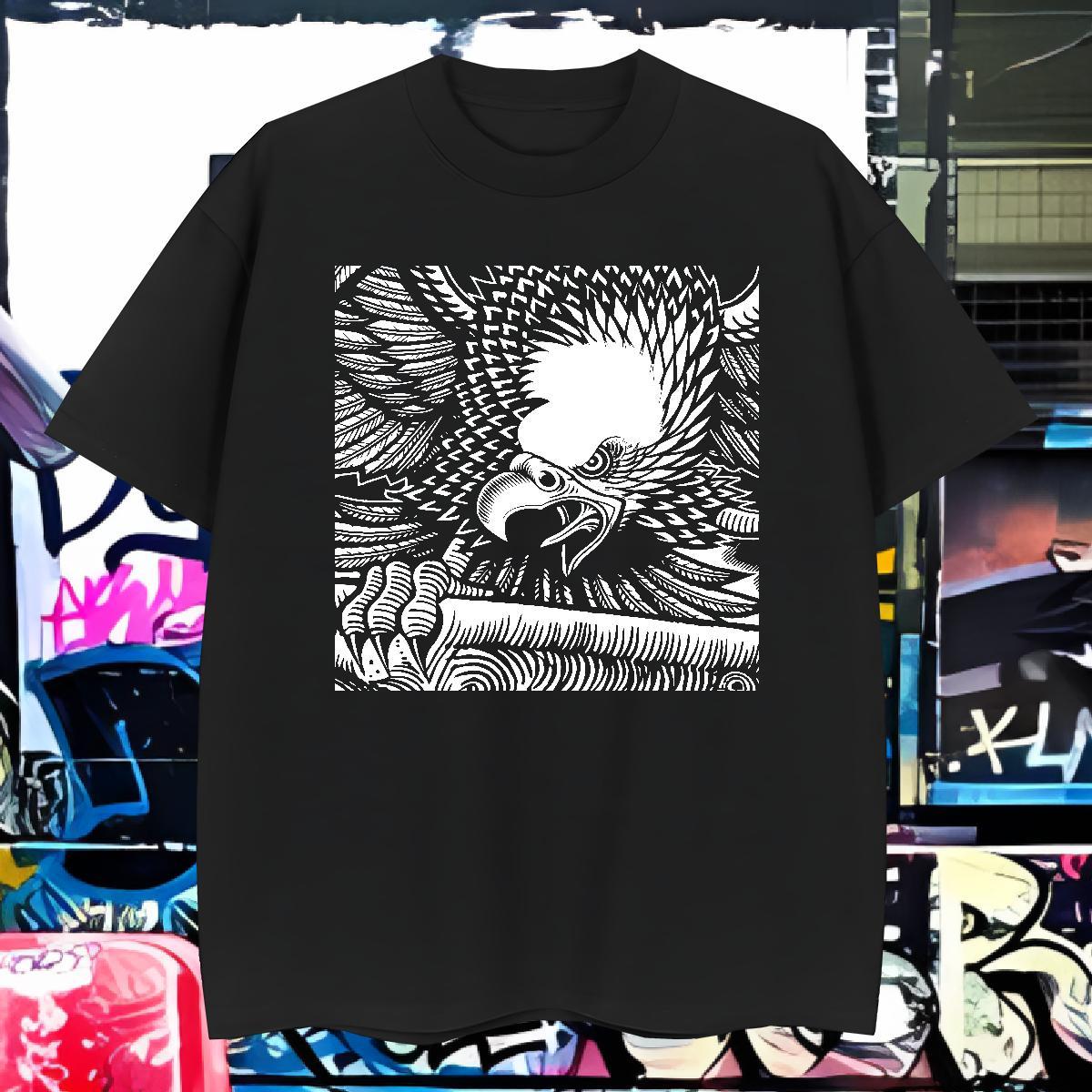 Fashion New T-Shirts 230g Pure Cotton eagle Casual Beach Tees Shirts Breathable Crew Neck Brand Mens Tshirts Customized