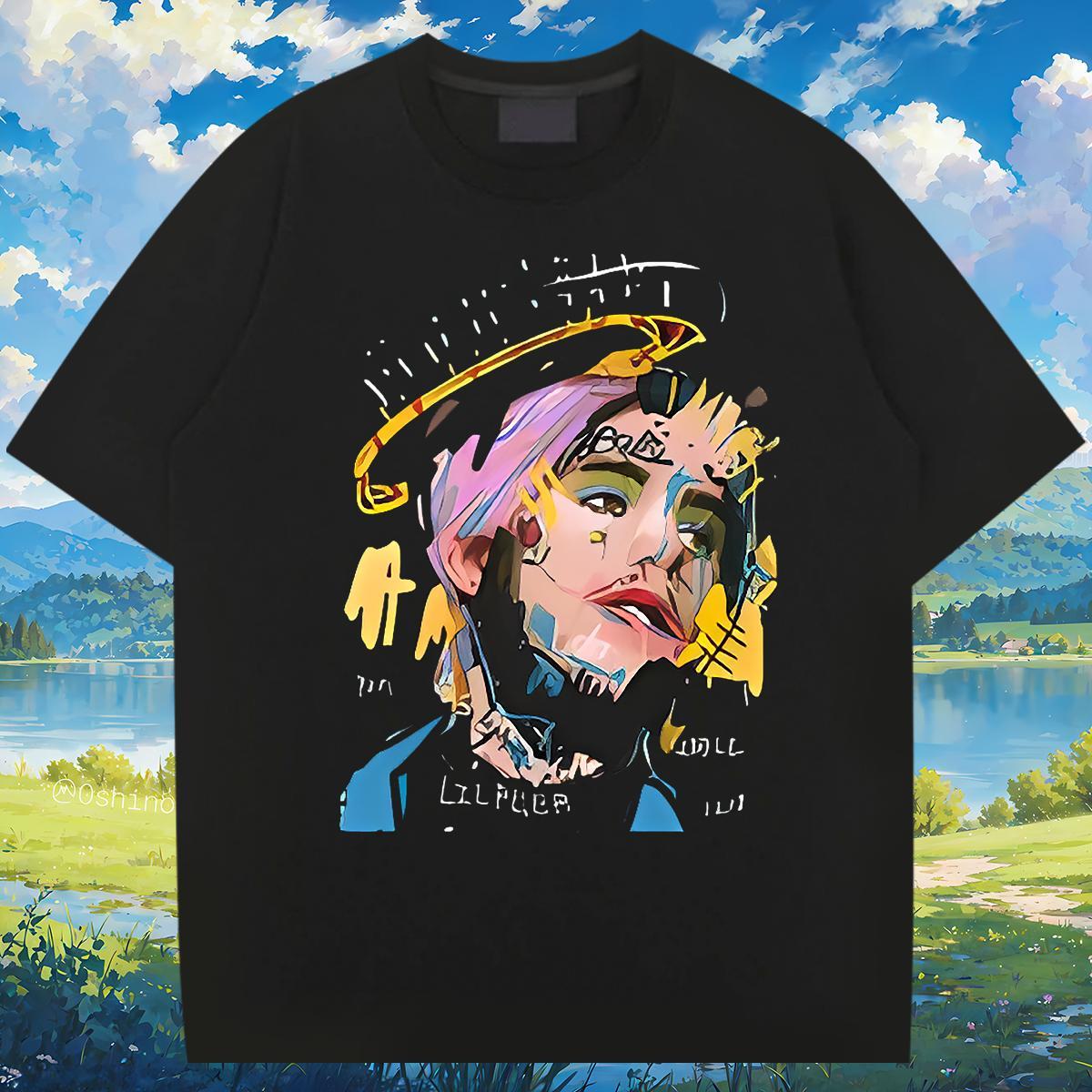 T Shirts Men 230g Pure Cotton portrait Hip Hop Street Breathable Crew Neck Plus Size Cartoon Men Tops Tees Free Shipping Cool Clothes