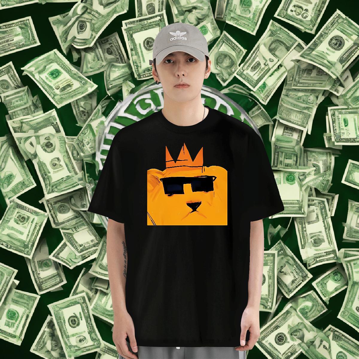 High Quality Tshirts 230g 100% Cotton Daily Wear lion Black White O Neck Short Sleeves 2024 New Mens T Shirts Clothes