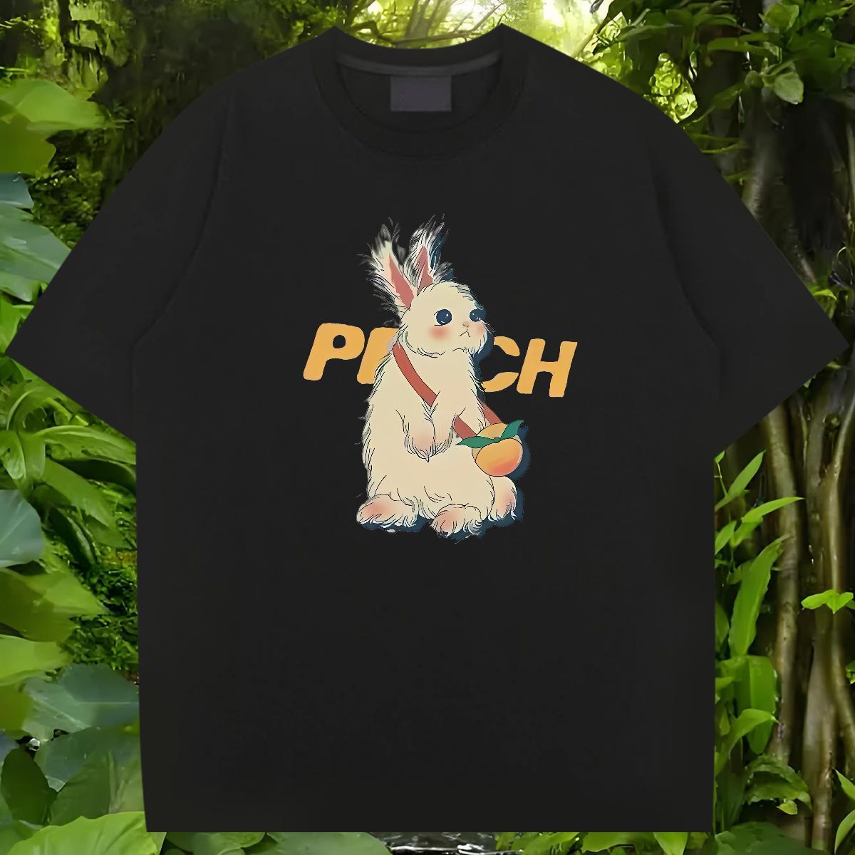 2024 T Shirts Men 100% Cotton 230g rabbit Daily Outfit Wear Crew Neck Breathable Brand Couples T Shirts Custom Printing