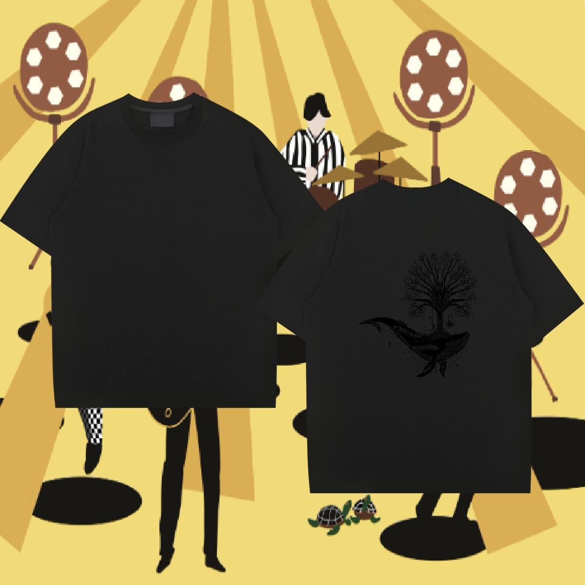 2024 DIY T shirt 100% Cotton 230g tree Street Wear Tees Shirts Breathable Crew Neck Cool Men Tshirts Black Oversized