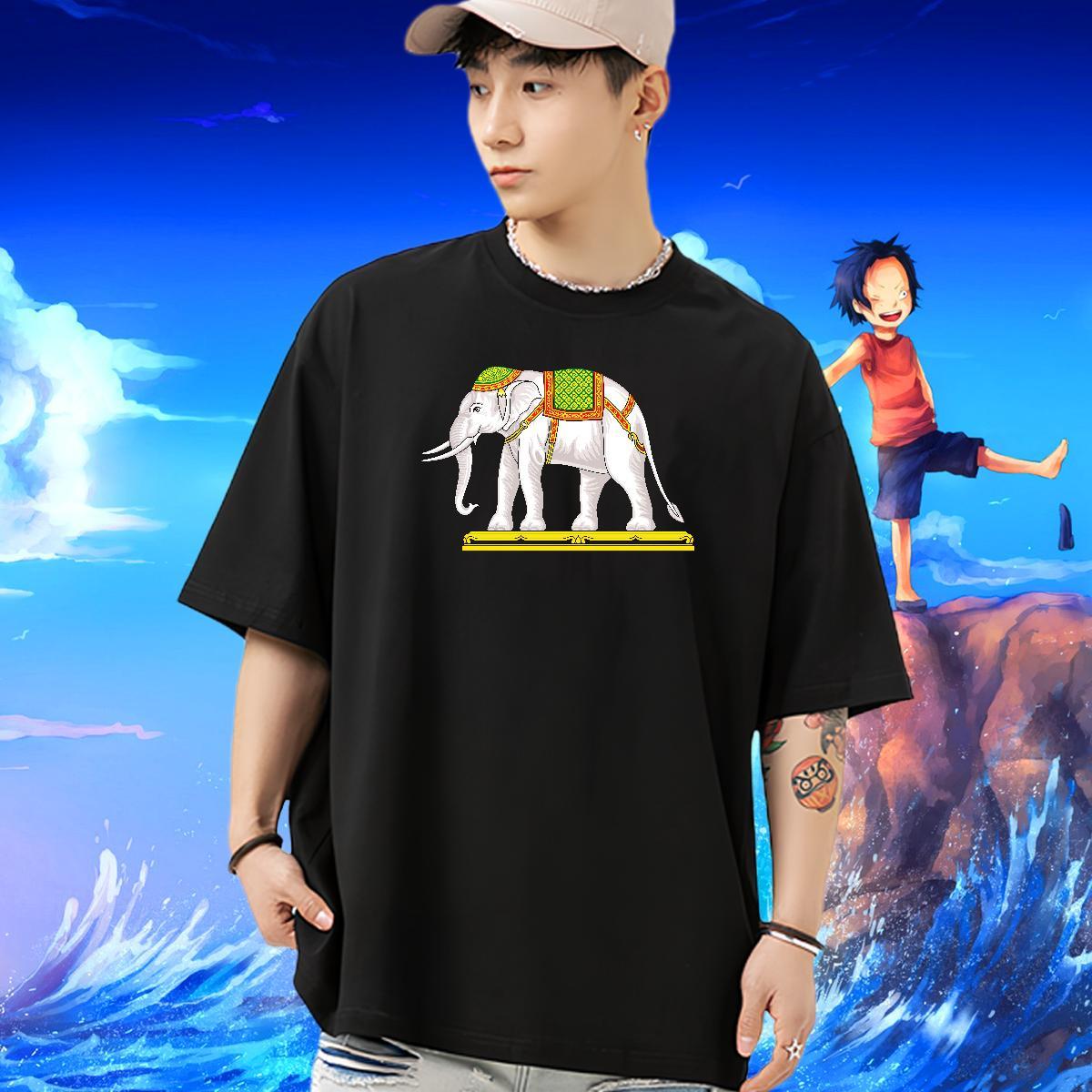 Custom Men T Shirts 230g 100% Cotton elephant Sports Casual Clothings Breathable Crew Neck TOP Quality Men Tees Floral Print