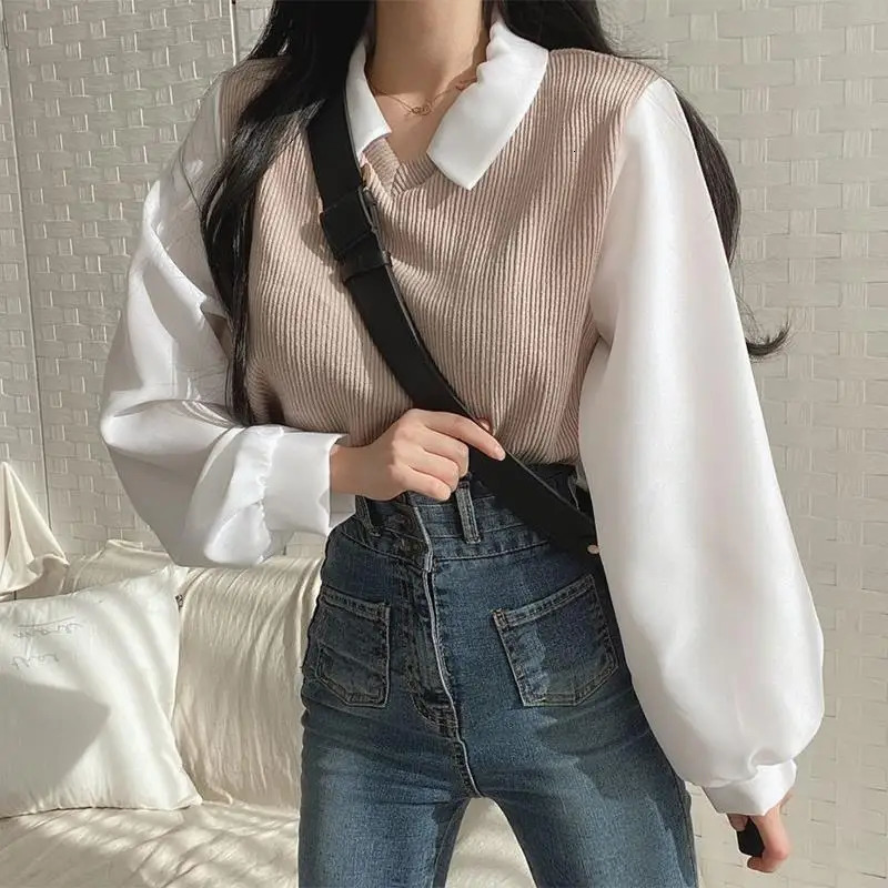 Womens elegant Y2K polo neck lapel two-piece summer fashion long sleeved retro floral top casual holiday chic top 240827