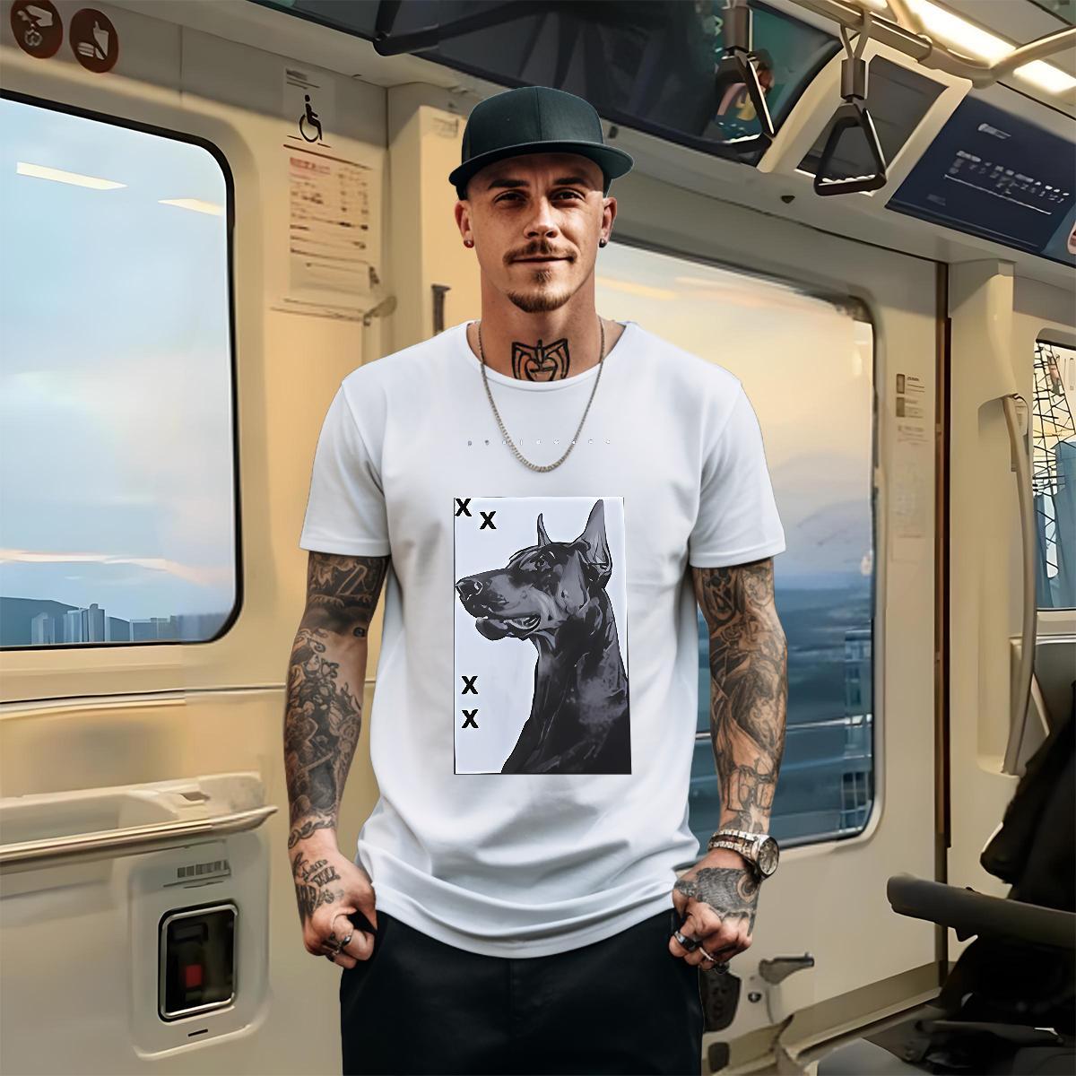 2024 New Man T Shirts 100% Cotton 230g dog Daily Wear Tee Shirt Breathable Short Sleeve Unisex Men Tees Skull