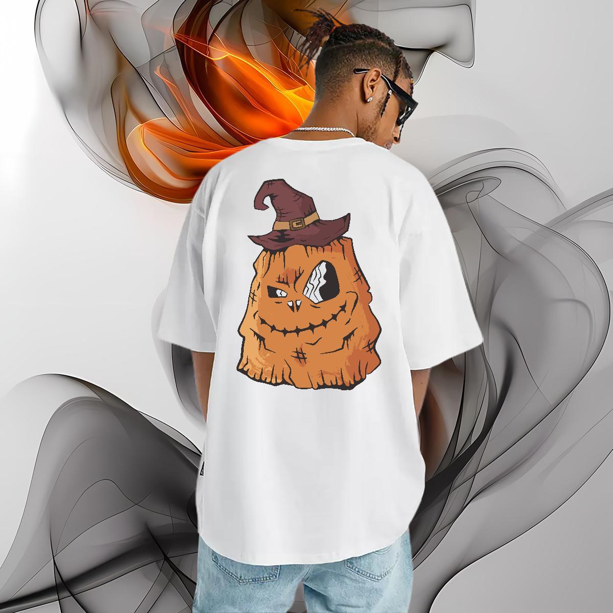2024 DIY Man T Shirts 230g Cotton pumpkin Daily Wear Tops Breathable Short Sleeve Popular Mens Tshirts Cartoon Print