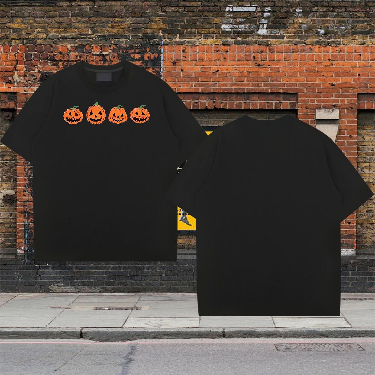 Stylist T-Shirts for Men 230g Pure Cotton pumpkin Hip Hop Street Polos Short Sleeve Soft Loose Fit Couples T Shirts Anime