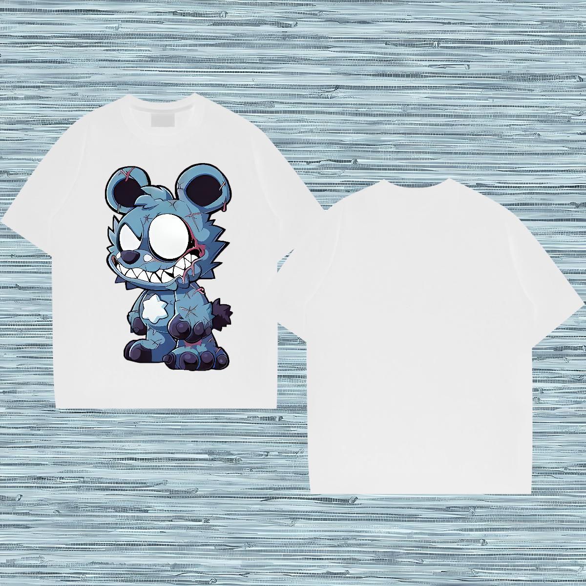 Wholesale T-Shirts 230g 100% Cotton bear Casual Beach Clothings Breathable Crew Neck Soft Couples T Shirts Customized