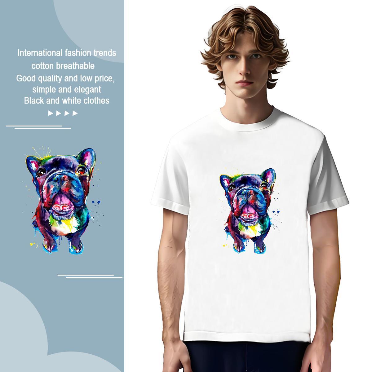 T-Shirts for Men 230g 100% Cotton Dog Sports Casual Breathable Short Sleeve White Plus Size Men Clothes T-Shirt 2024 Designer Loose Fit Clothings