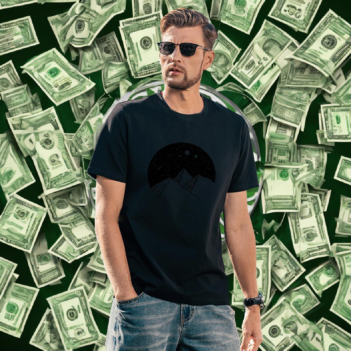 Loose Men Tees 230g Pure Cotton Street Casual mountains Custom Cartoon Breathable Fashion Design T-Shirts for Men Wear