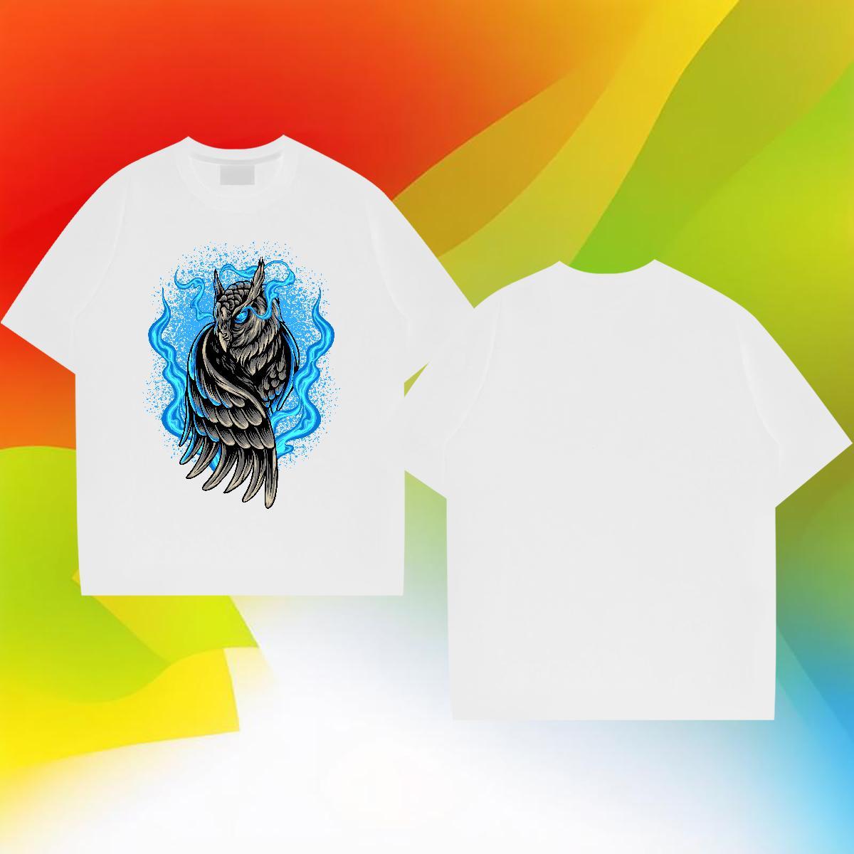 Fashion Design Men T Shirts 230g Pure Cotton eagle Hip Hop Street Tees Shirts Breathable Crew Neck Unisex Mens Tshirts Floral Print