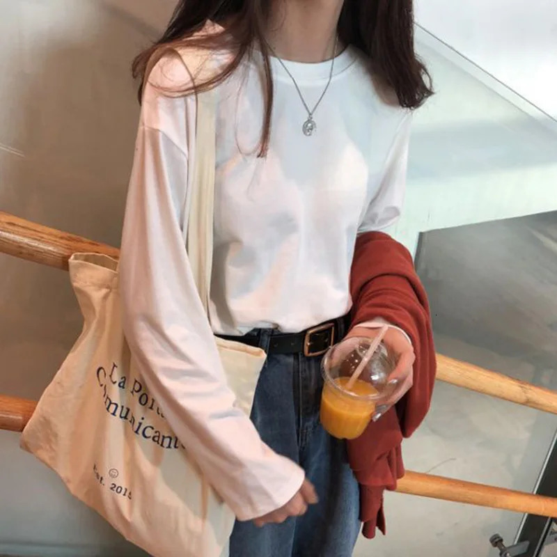 Fashion O-Neck Solid Color All-match T-Shirt Female Clothing Autumn Casual Pullovers Tops Long Sleeve Commute Tee Shirt 240806