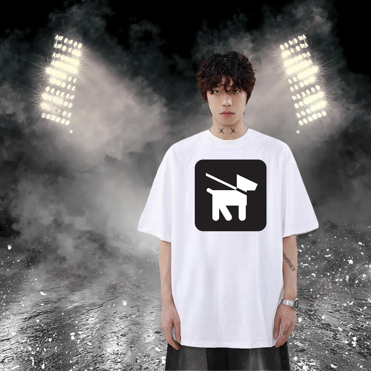 2024 Summer T shirt 230g 100% Cotton dog Street Tees Shirts Crew Neck Breathable Soft Mens Tshirts Anime