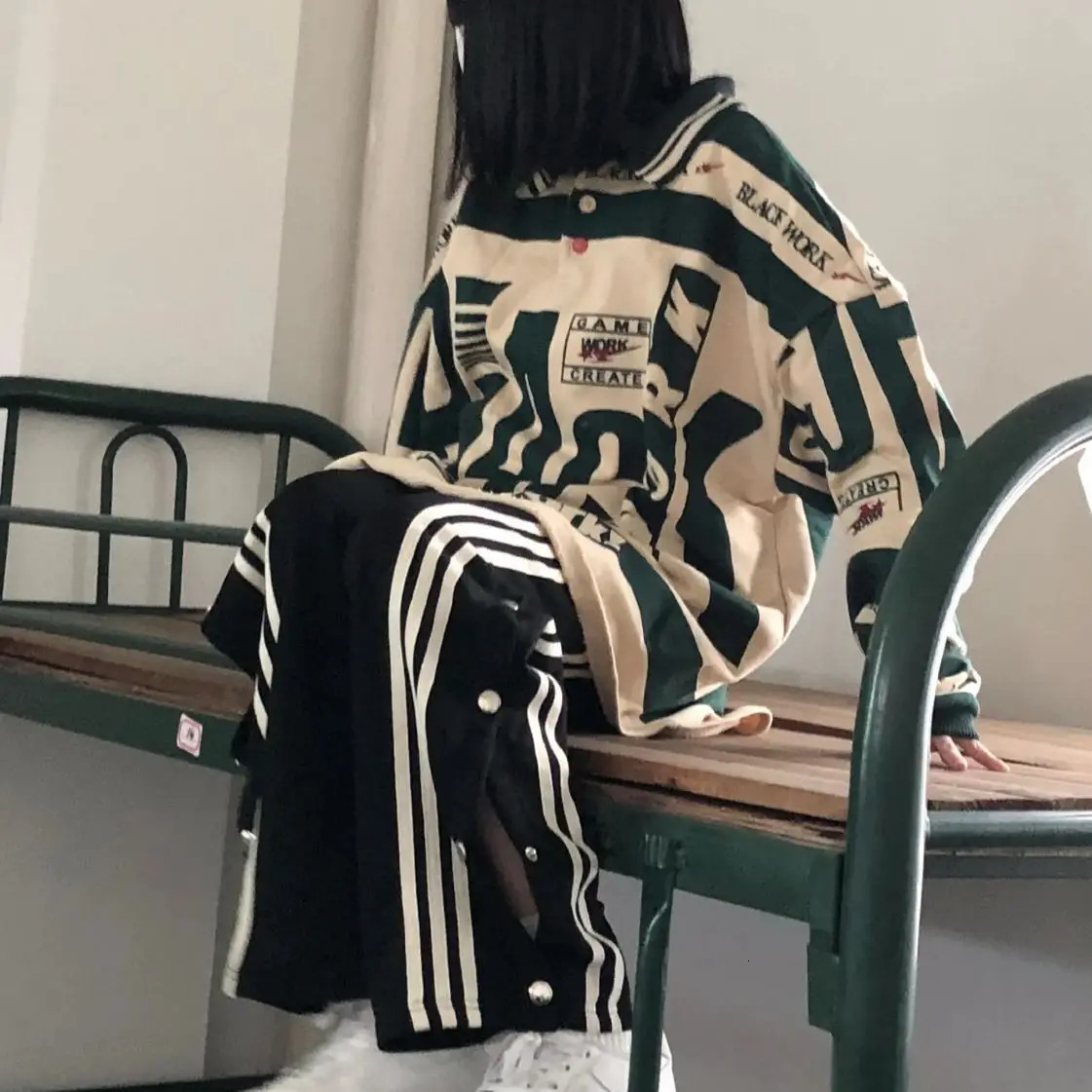 Spring and Autumn Suit for Female Students Korean Style Loose POLO Shirt Thin Printed Sweatshirt women clothing y2k tops emo 240806