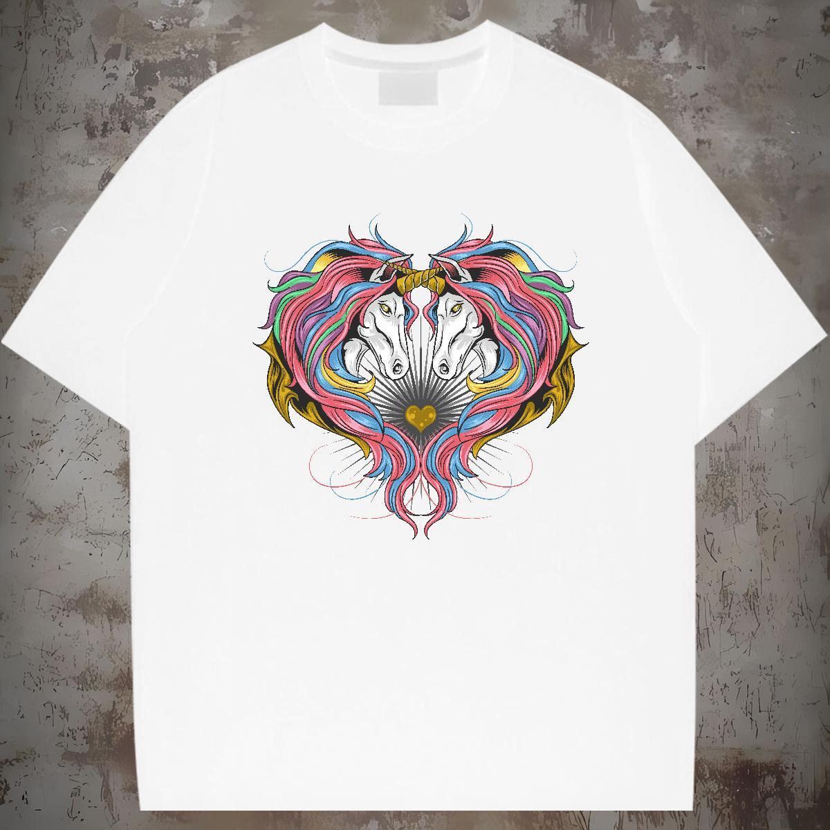 T Shirt For Man 230g Cotton horse Daily Wear Breathable Crew Neck Custom Printing Men Tops Tees Factory Direct Popular Tee Shirt