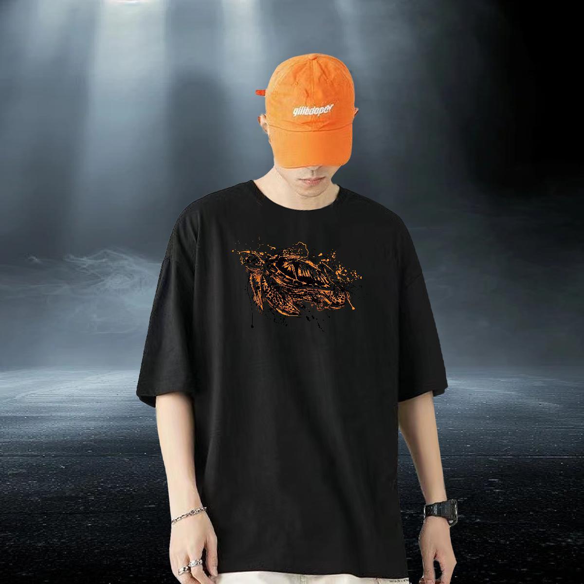 Customized Man T Shirts 100% Cotton 230g tortoise Casual Daily Wear Tops Breathable Crew Neck Designer Tshirts Black White