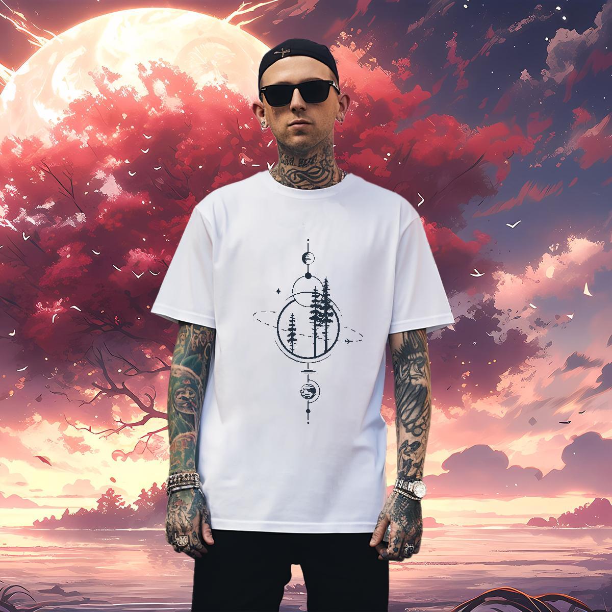 Mens T Shirts 230g 100% Cotton tree Street Wear Short Sleeve O-Neck DIY Printed Tshirt for Man Woman DIY Customized Wholesale Clothings