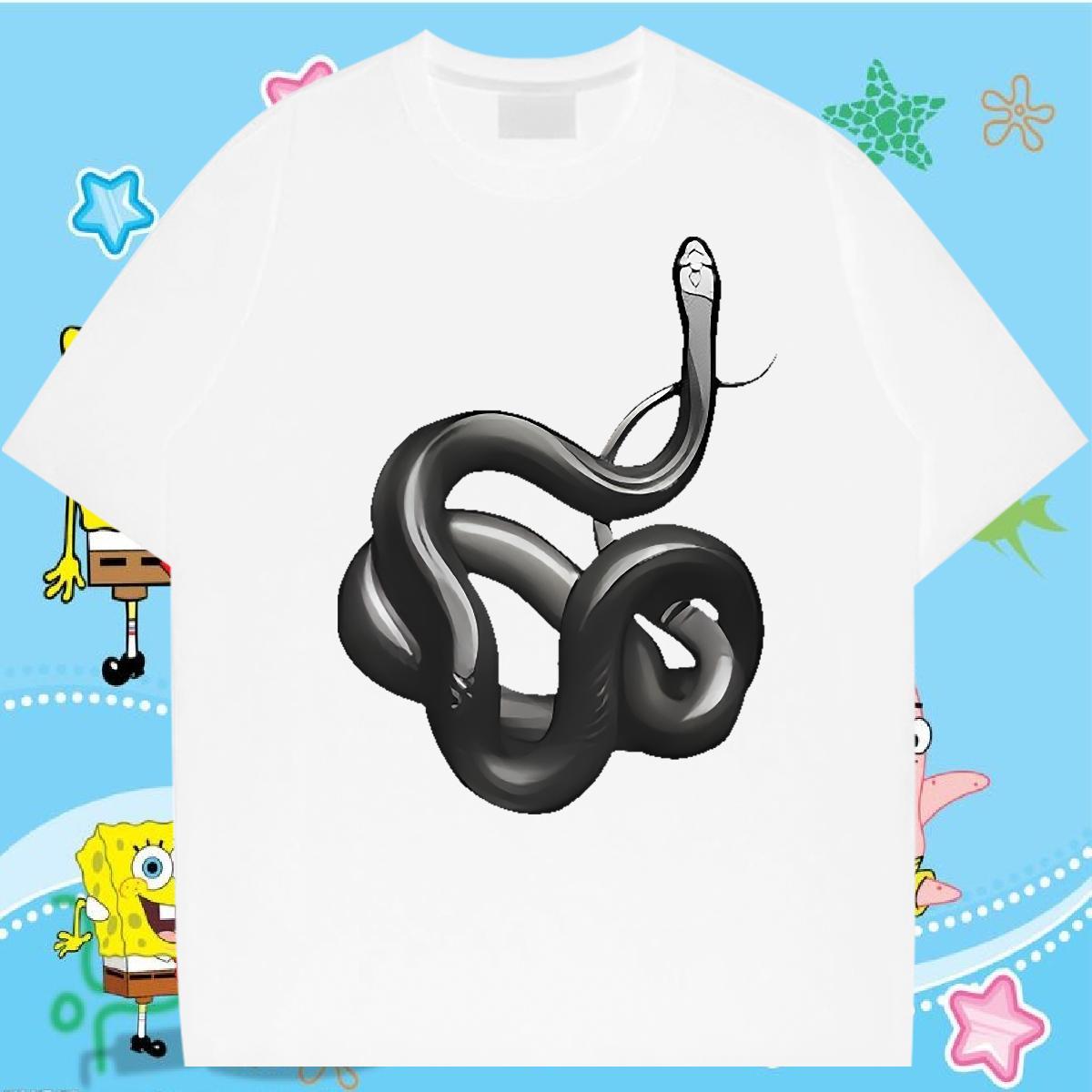 Factory Direct T-Shirts for Men 230g Pure Cotton snake Street Casual Clothes Breathable Soft Loose Fit Tshirt for Man Woman Plus Size Cartoon