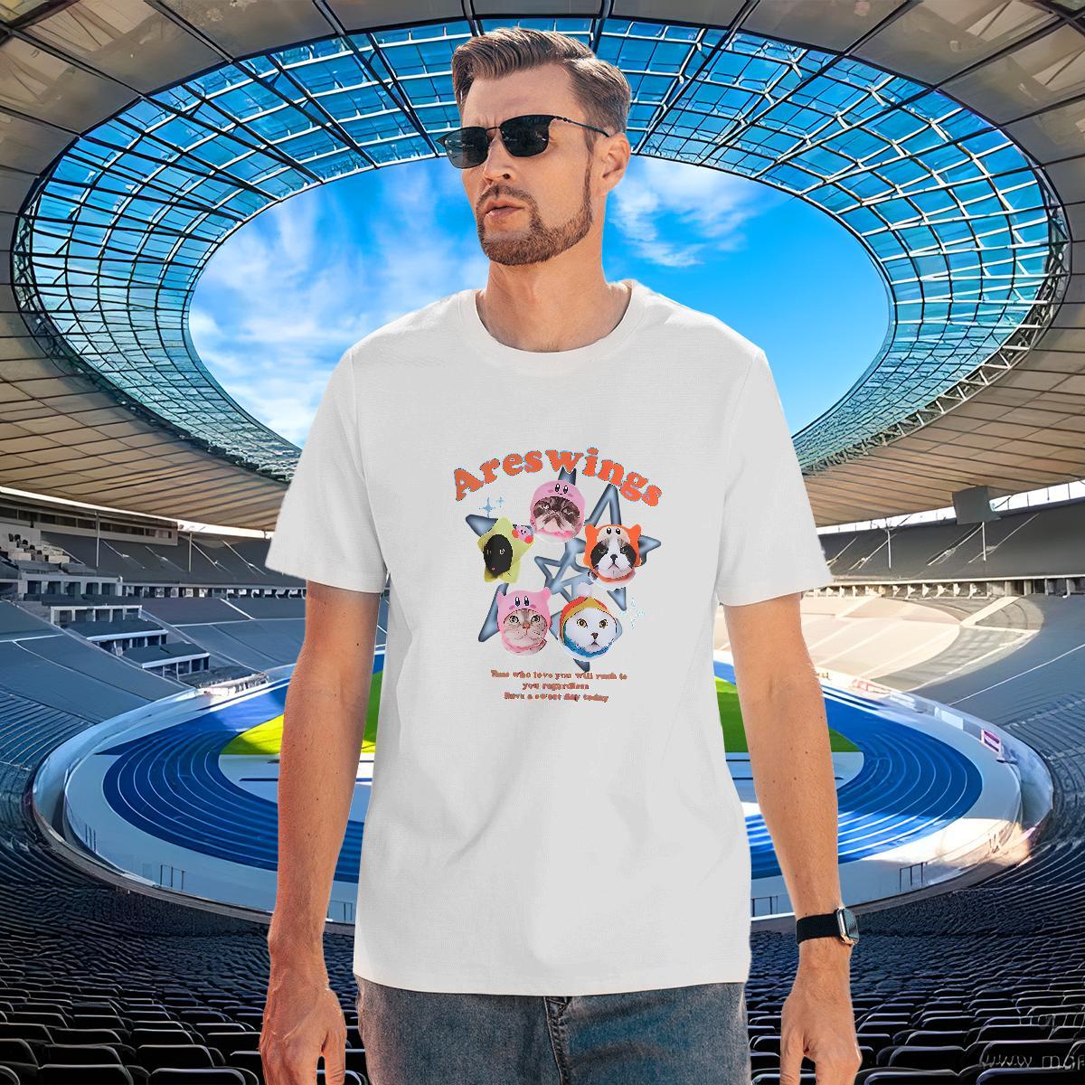 TOP Quality Tshirts 100% Cotton 230g cute Men T Shirts Casual Beach Short Sleeve O-Neck White Plus Size 2024 DIY Tees