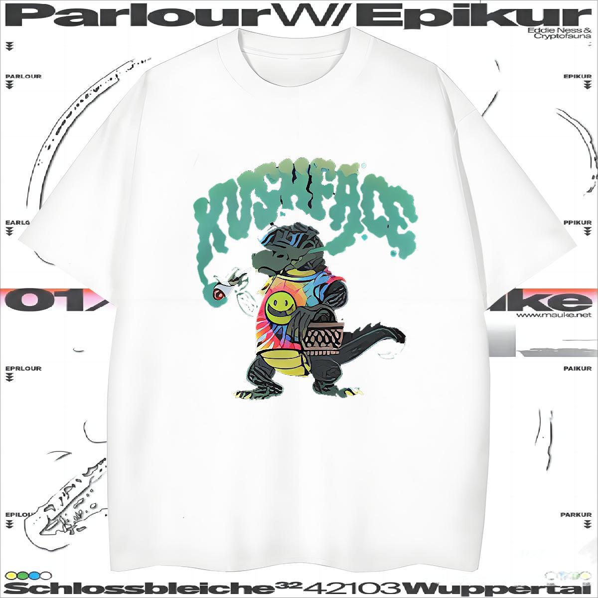 Mens T Shirts 230g Cotton dinosaur Anime Printing Street Breathable Short Sleeve Oversized Men Tshirts New Designer Loose Tops