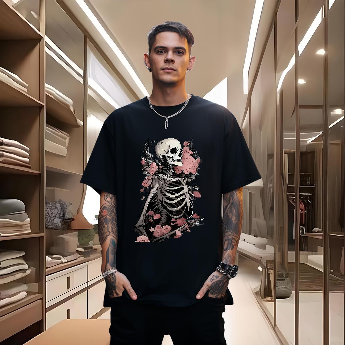 Free Shipping T Shirts Men skull Tops Shirt 100% Cotton 230g Spring Summer Designer Customized Short Sleeve Soft Couples T Shirts