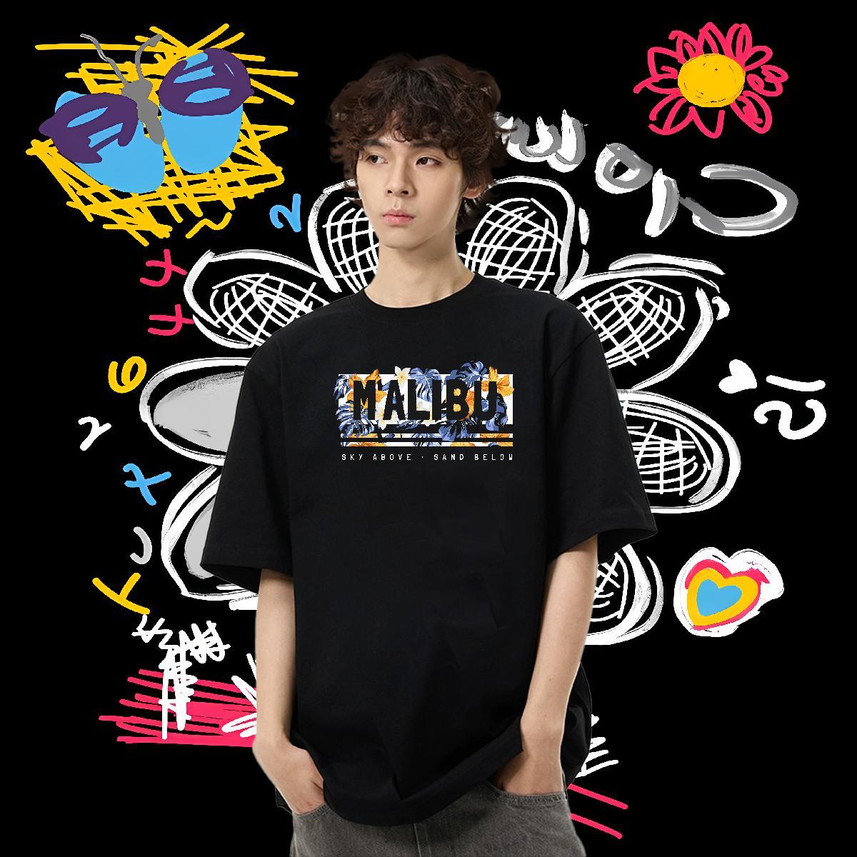 Factory Direct Mens T Shirts 230g Pure Cotton flower Casual Daily Wear Tees Shirts Short Sleeve Soft Unisex Tshirt for Man Woman Graphic