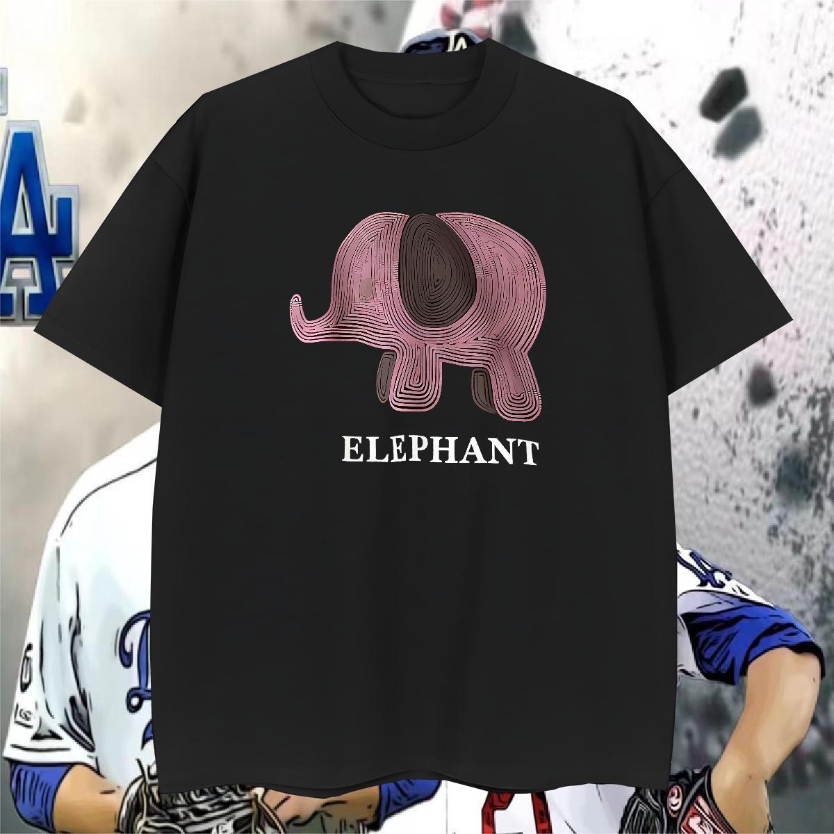 Brand T-Shirts 100% Cotton 230g Elephant Daily Wear Tshirts Crew Neck Breathable Cool Design Men Tshirts Cartoon Printing L-4XL