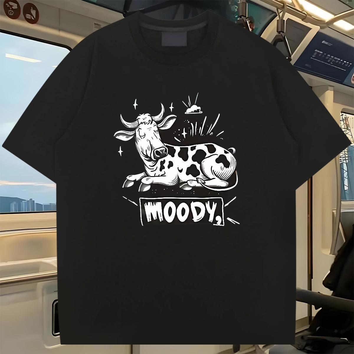 Fashion New Mens T Shirts 230g Pure Cotton cow Sport Tshirts Breathable Unisex Men Clothes T-Shirt DIY Anime