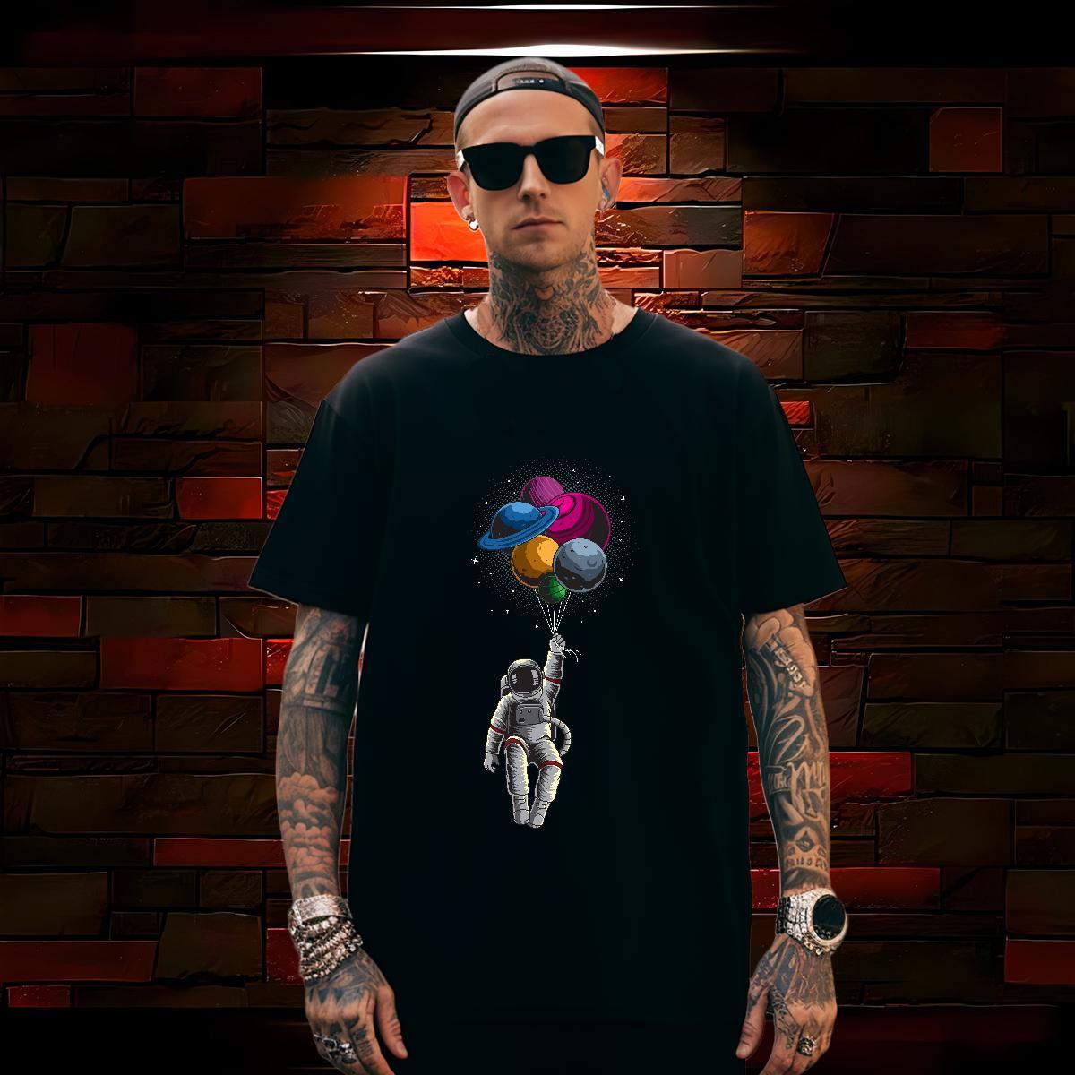 Men T Shirts 100% Cotton 230g universe Summer Casual Breathable Soft Skull Tshirt for Man Woman Fashion New High Quality Tops