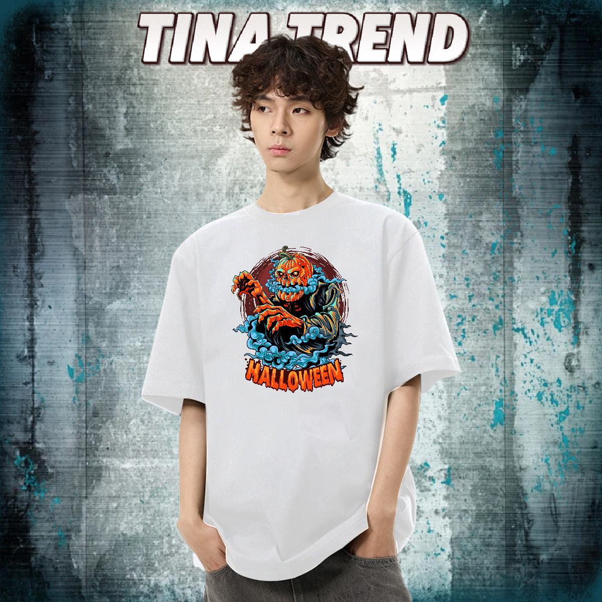 Fashion Design Man T Shirts 100% Cotton 230g Halloween Street Tops Short Sleeve O-Neck Soft Men Tshirts Plus Size Custom