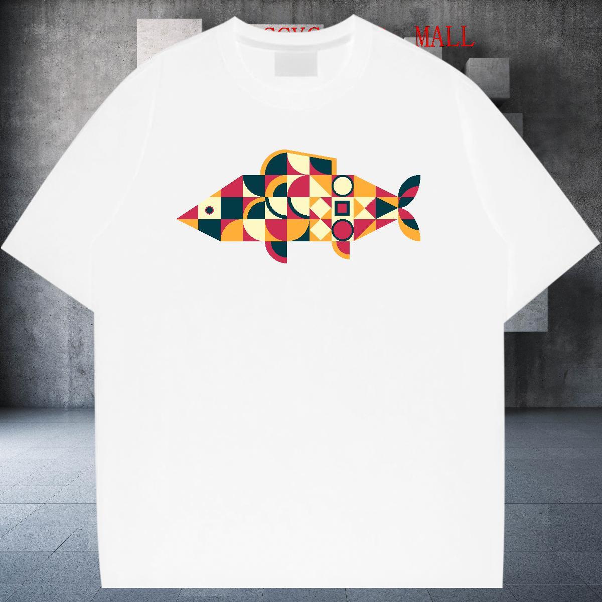 Popular Tshirt for Man Woman 100% Cotton 230g Outdoor fish DIY Printed Breathable Short Sleeve Fashion New T shirt Wear