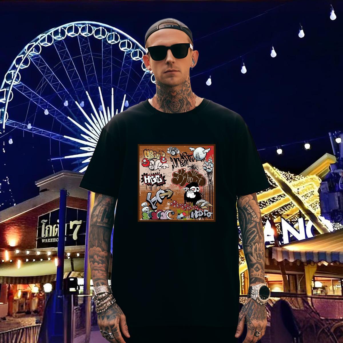 Man T Shirts 230g Cotton icon Hip Hop Crew Neck Graphic Tshirt for Man Woman Fashion Comfortable Clothes