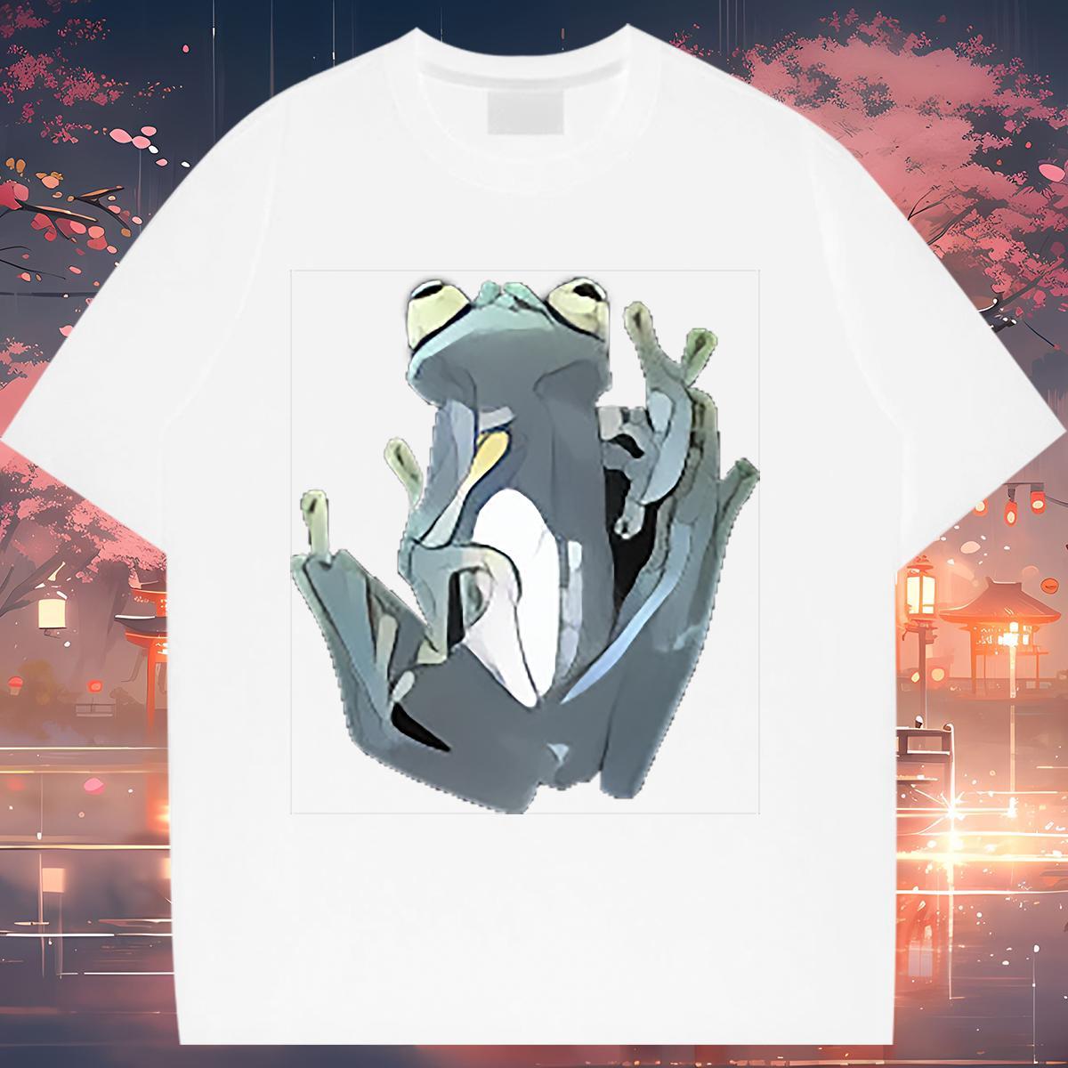 Popular Womens T Shirts Breathable Crew Neck Woman Tshirt DIY Logo Frog Street 230g 100% Cotton Classic Tee Shirt