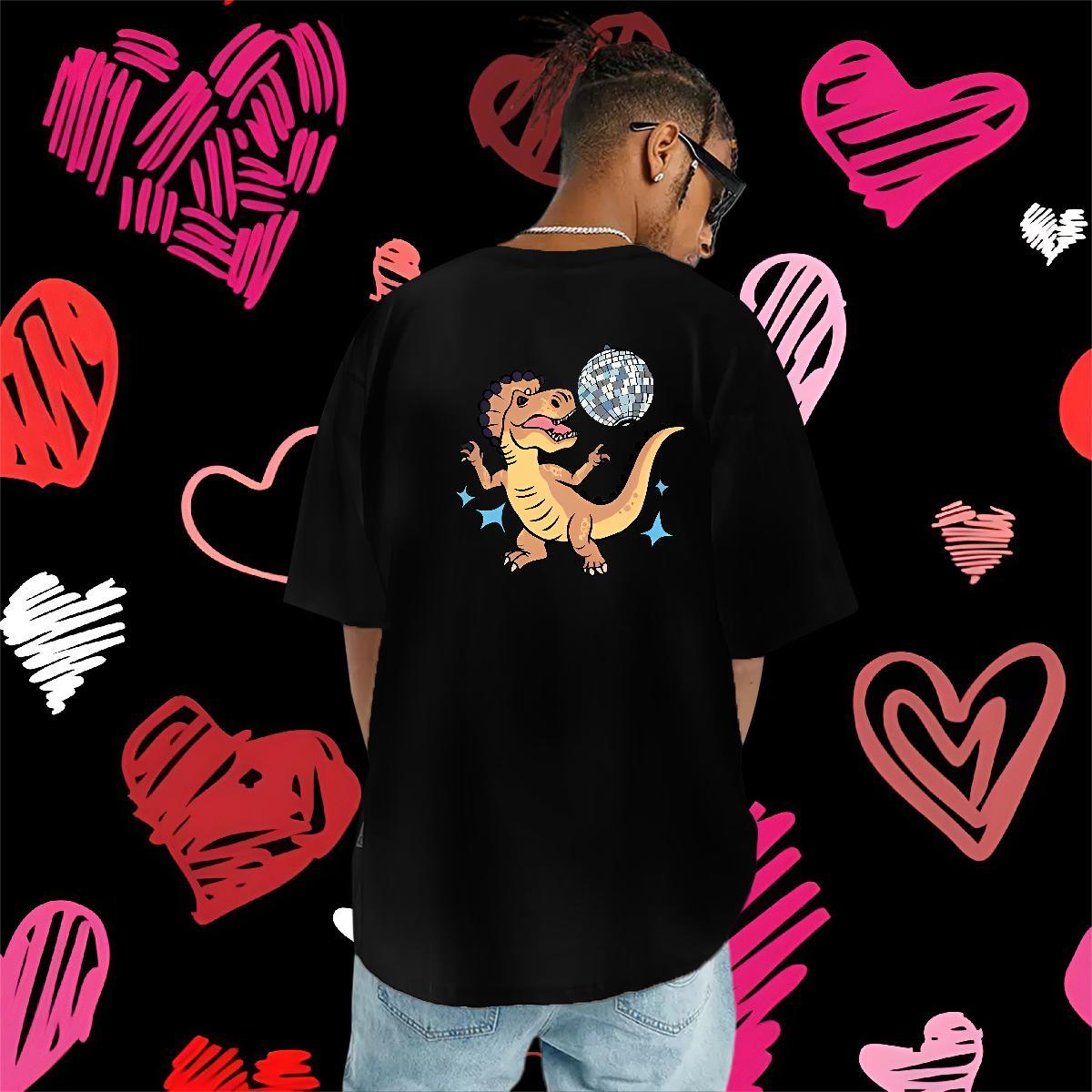 New Arrival Men T Shirts 230g Pure Cotton dinosaur Home Outdoor Tops Breathable Soft High Quality Men Tops Tees Oversized