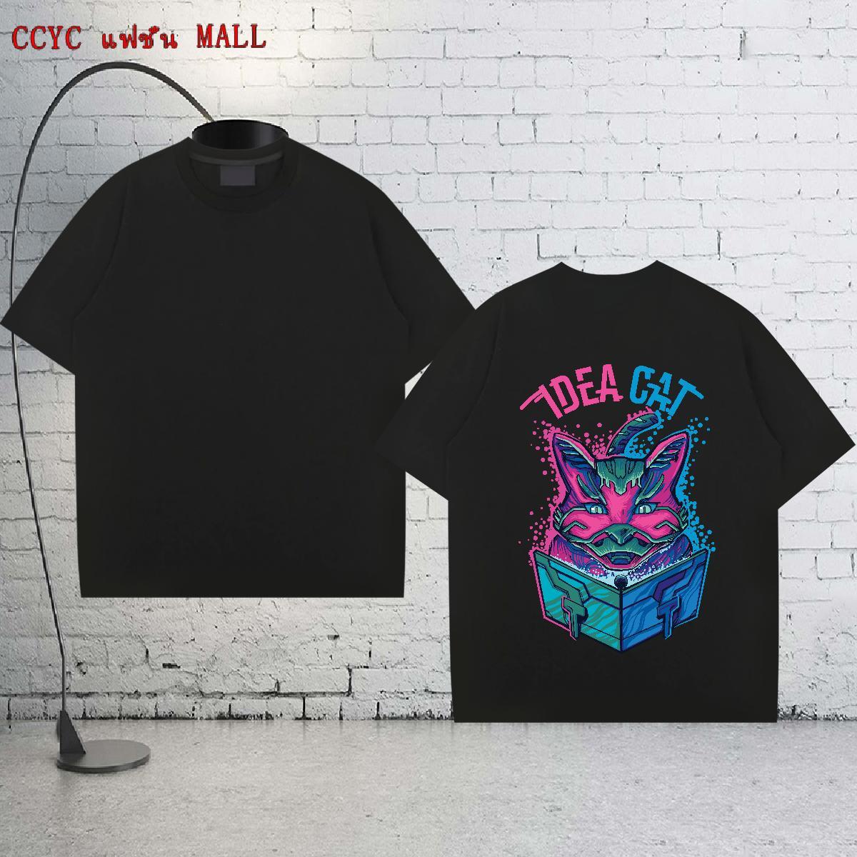 Wholesale Men T Shirts 230g Cotton cat Street Casual Tshirts Pure Cotton Popular Tshirt for Man Woman Cartoon Print